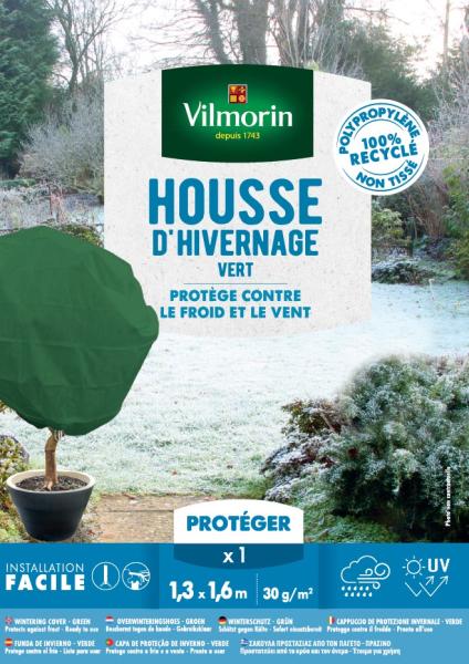 Croissance et protection des végétaux - Housse d'hivernage - 1,30 m x 1,60 m - Vert - face recto